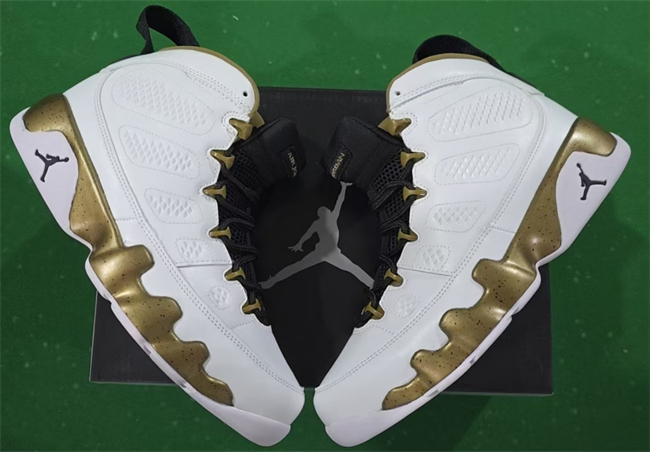 Men's White/Gold Running weapon Air Jordan 9 Shoes 033